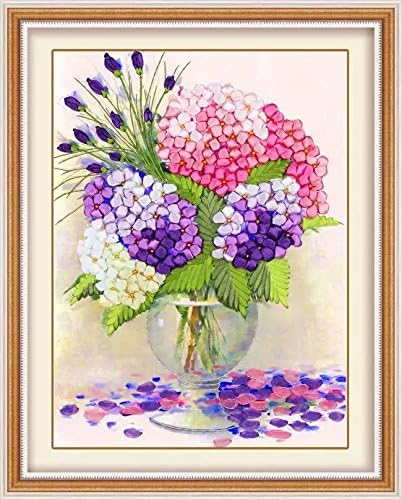 Ribbon Embroidery Kit for Beginner Flower Design DIY Home Wall Decor Hydrangea