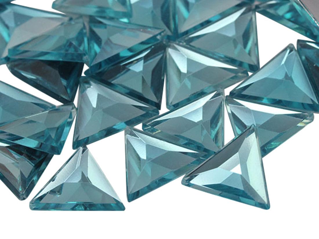 Allstarco 13mm Flat Back Triangle Acrylic Rhinestones Plastic Gems Plastic Costume Jewels Embelishments - 50 Pieces (Blue Aqua Lt .QR120)