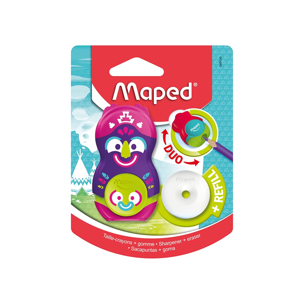 Maped Loopy Totem Duo Eraser and Sharpener (Assorted Colours)
