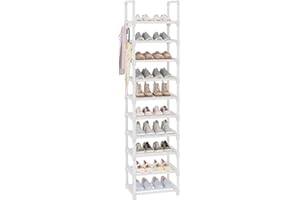 MIZXCIOM Shoe Rack 10-Tier Shoe Storage Shelf, 20-25 Pairs Metal Shoe Storage Rack Organizer, Space Saving Tall and Boots Sto
