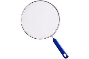 Hoxfly 8 Inch Splatter Screen for Frying Pan, Stainless Steel Fine Mesh Splatter Screen with Silicone Handle for Cooking to P