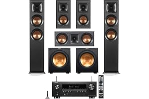 Klipsch Reference 5.2 Home Theater System, Bundle 2X R-625FA Floorstanding 2X R-12SW Subwoofer, R-52C Center, R-41M Bookshelf Speakers, and Denon AVR-S770H 7.2-Channel 8K Network AV Receiver