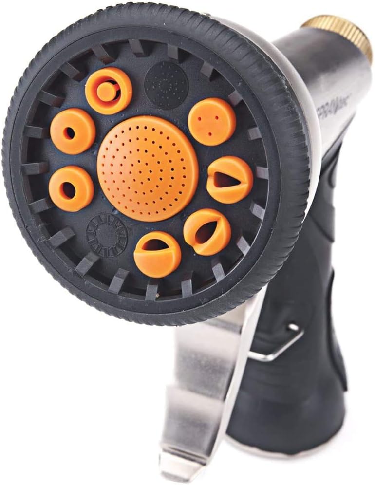 SprayTec Garden Hose Nozzle Sprayer – Heavy Duty Metal Spray Gun w/Pistol Grip Trigger. 9 Adjustable Patterns Best For Hand Watering Plants & Lawn, Car Washing, Patio, Dog & More. Leak Free Guarantee : Garden & Outdoor