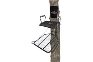 GSM OUTDOORS Big Game Captain XC Hang-On Treestand, Lightweight Steel Construction w/Flip-Back Flex-Tek Seat, 300 lbs Weight Rating, 24"x30" Foot Platform