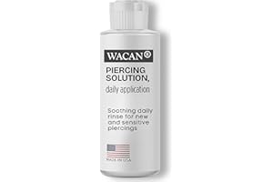 Wacan Gentle Daily Piercing Solution - Soothing Saline Rinse for New Piercing Aftercare - Sea Salt Piercing Cleaner for Sensitive Skin (2 Fl Oz)