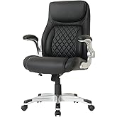 Nouhaus +Posture Ergonomic PU Leather Office Chair. Click5 Lumbar Support with FlipAdjust Armrests. Modern Executive Chair and Computer Desk Chair (Black)