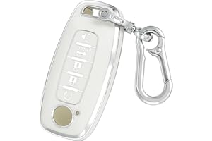 Kirsnda key fob cover case with Metal keychain compatible with nissan,Soft TPU Protection key Shell/skin,5 Buttons fit 2023 2024 Pathfinder Rogue Remote Key(White Silver)