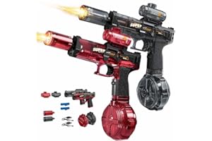 YoPoll Electric Water Guns for Adults Kids, Automatic Squirt Gun with 26FT Range, Super Blaster Soaker High Capacity Pistol for Swimming Pool Party Toy ColorBlast LED Electric Water Gun (1BK+1R)
