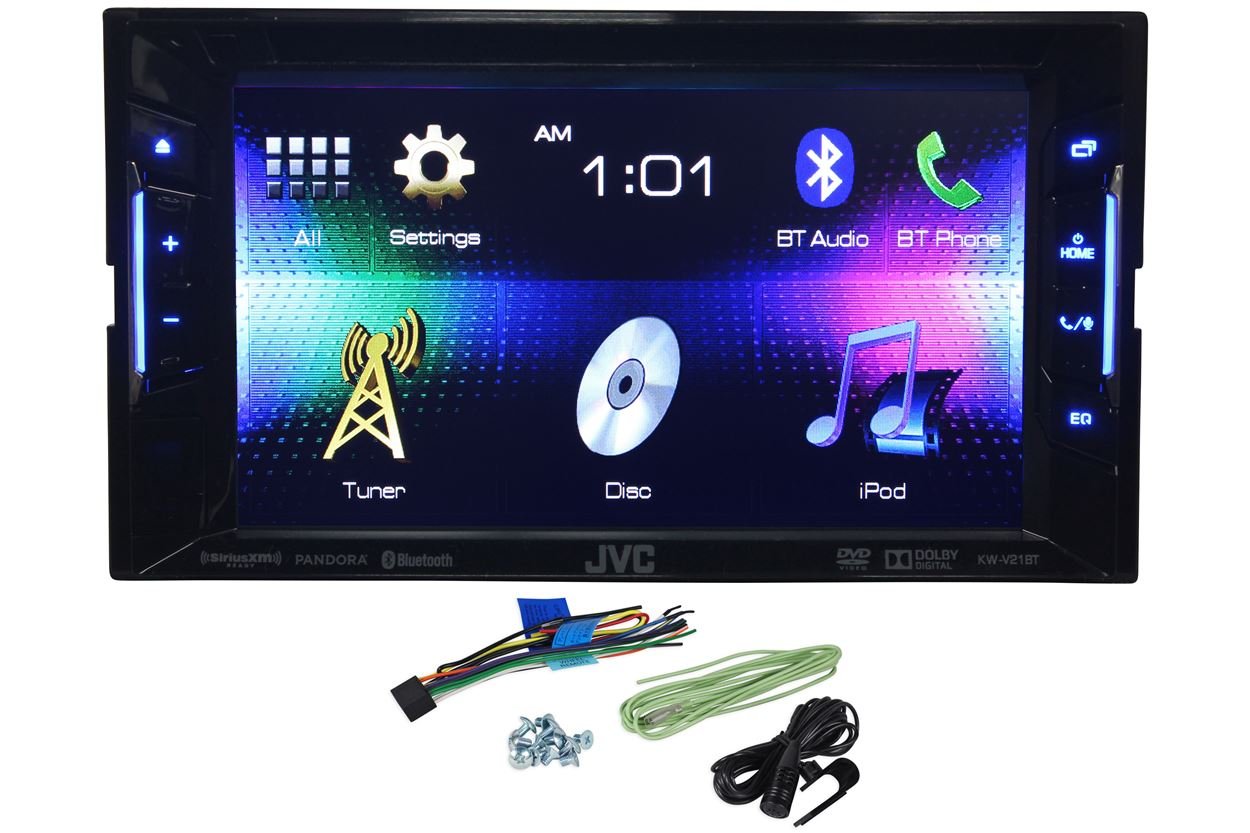 JVC KWV21BT 6.2" Bluetooth DVD Car Receiver+iPod to USB Cable + Backup