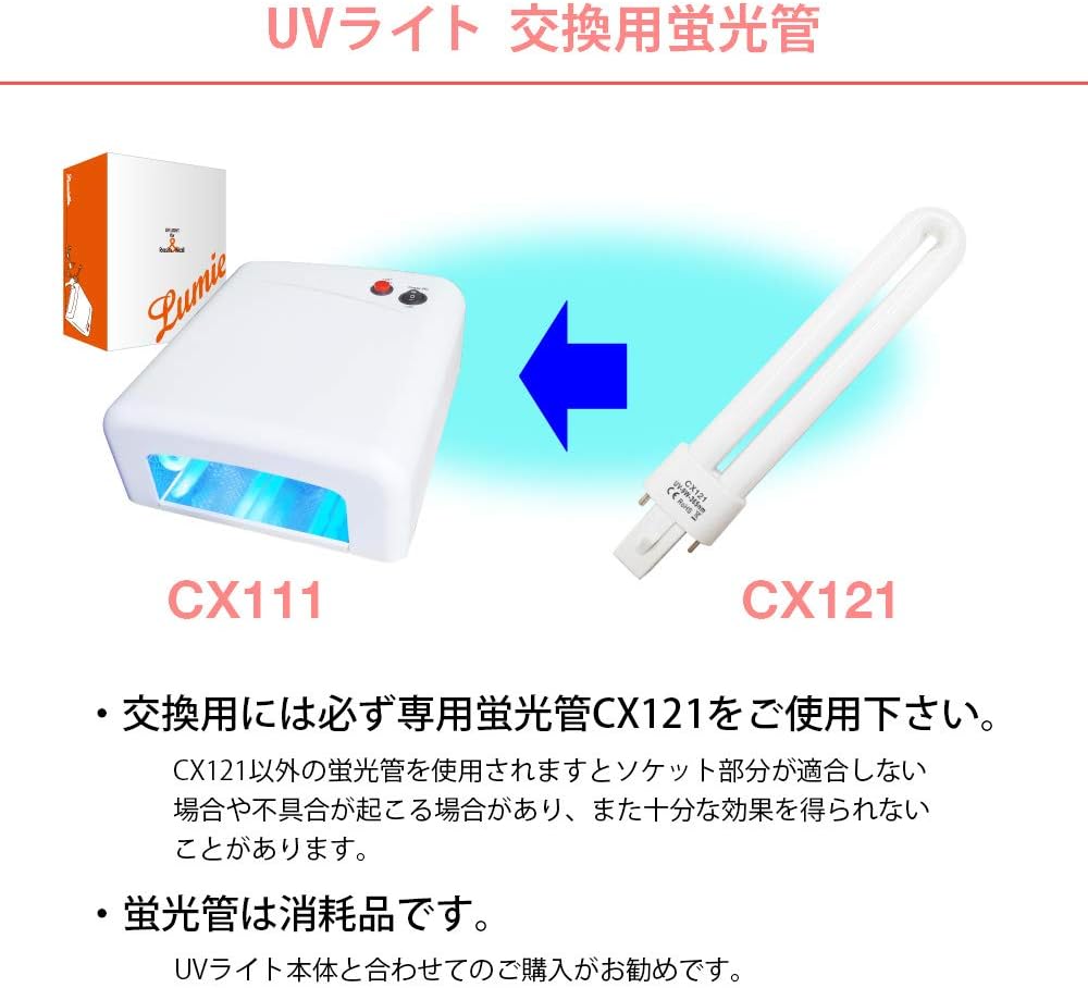 Amazon Co Jp リュミエラ Cx121 Cx111s Cx111 専用交換ライト Uvライト 交換用蛍光管 9w 4本 36w 発光寿命up 壊れにくい一体型 ビューティー