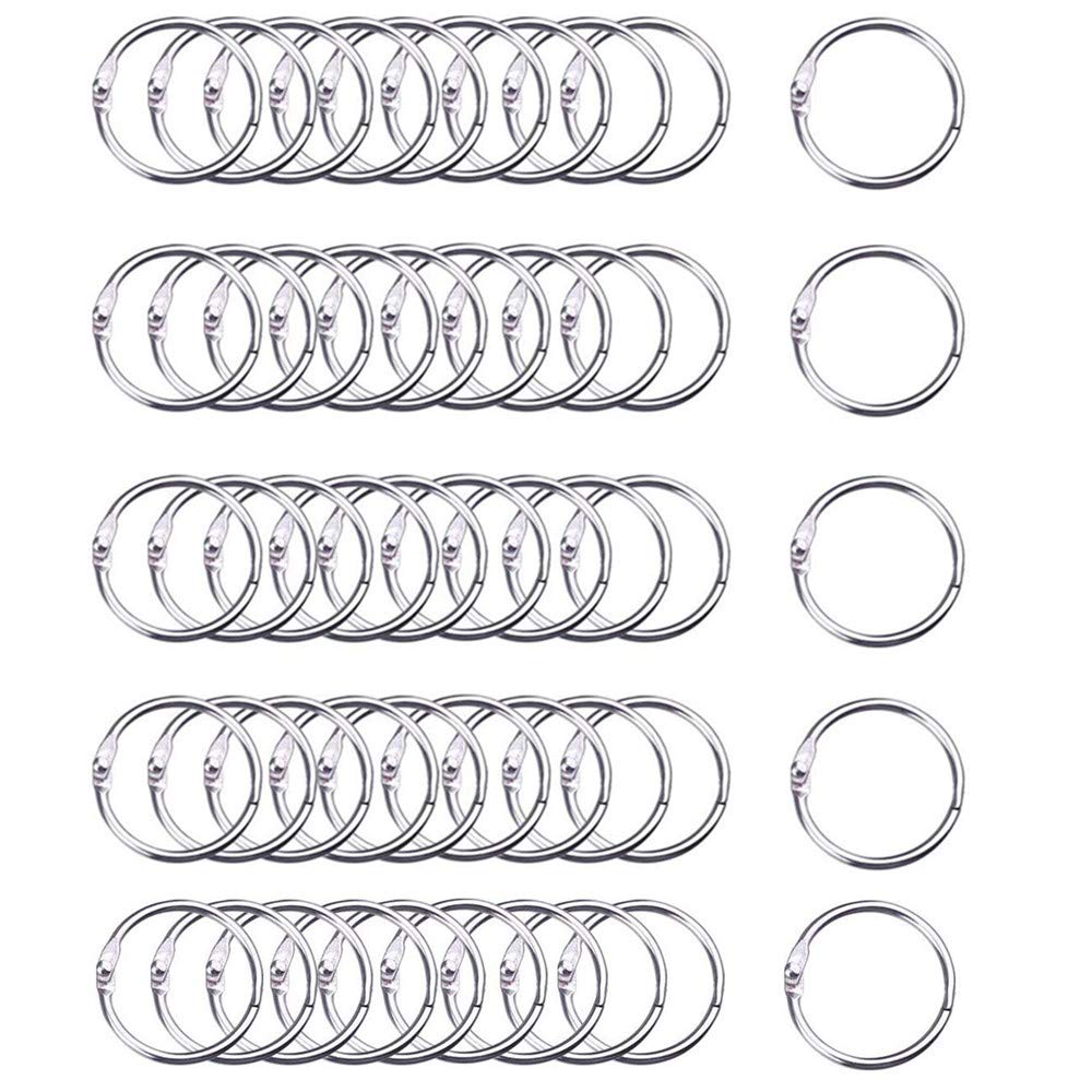 CHUANGOU BN Book Ring Metal Rings 50 Pieces 4.3 mm Loose Leaf Book Binder Rings for Notebook Diary Photo Album DIY Planner