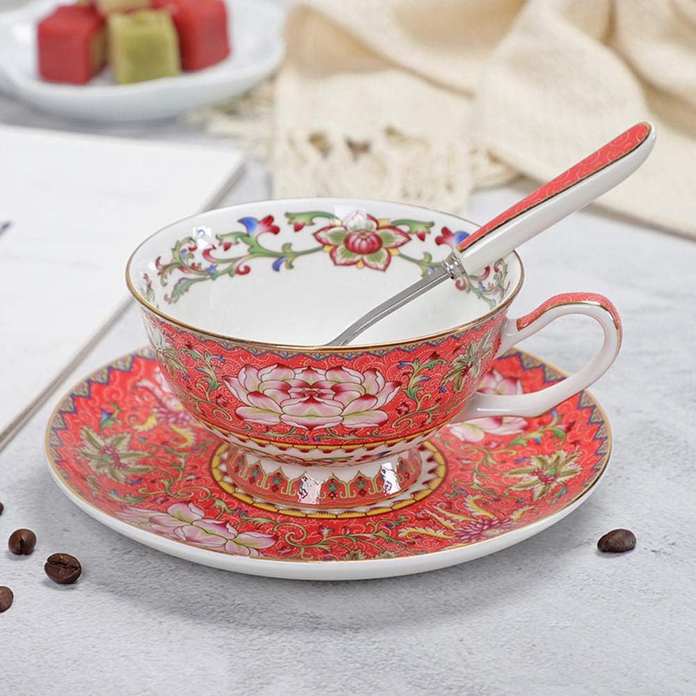 UANOU Fine Bone China Tea Cup Spoon And Saucer Set 3 Pieces Advanced Royal Classical Afternoon Tea Cups Ceramic Art Tea Coffee Cup
