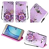 Samsung Galaxy On5 G550 case ( Metro PCS, T-Mobile ), Luckiefind Designer PU Leather Flip Wallet Credit Card Cover Case & Stylus Pen, Screen Protector Accessory (Wallet Fantasy Flower)