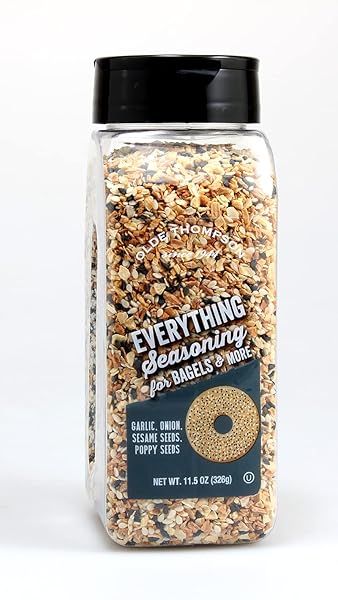 OLDE THOMPSON EVERYTHING BAGEL SEASONING, 11.5OZ – MUST HAVE KITCHEN ESSENTIAL, PANTRY OR SPICE RACK NECESSITY, GREAT TOPPING FOR BAKED GOODS, TOAST, AVOCADO, EGGS, SALADS, AND VEGETABLES