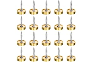 Fuyamp 20 Pcs Stainless Mirror Screws Decorative Caps Cover 0.63"/16mm Gold Screws Caps in Chrome Cover Nails Decorative Nail Caps Advertising Mirror Fasteners Cover Sign Advertising Hardware