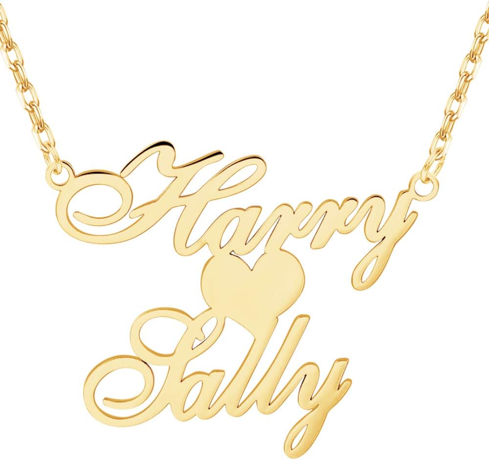 EVER2000 Custom Name Necklace, 18K Gold Plated Nameplate Personalized Jewelry Gift for Women