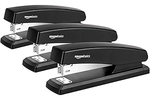 �鶹�� Basics Desktop Stapler with 1000 Staples, Office Stapler, Lightweight, Easy to Use, 25 Sheet Capacity, Non-Slip, Black