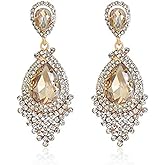 Long Full Rhinestone Teardrop Crystal Dangle Chandelier Drop Earrings Fashion Jewelry