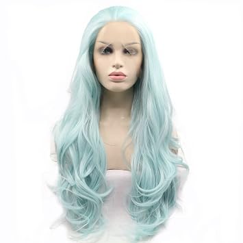 Amazon Com Blue Green Wig Pastel Color Long Hair Body Wave Heat
