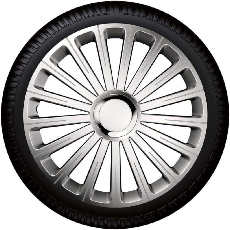 Petex Radical Pro RB535114 Wheel Trims 14 Inch Double-Lacquered with Chrome Ring ABS Plastic in Box Silver - Set of 4 - Image 3