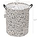 Sea Team Large Size Panda Design Canvas Fabric Laundry Hamper Collapsible Storage Basket with PU Leather Handles and Drawstring Cover for Kid’s Room, 19.7 by 15.7 inches, Waterproof Inner