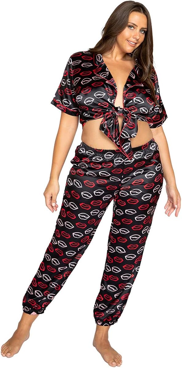 plus size black satin pants