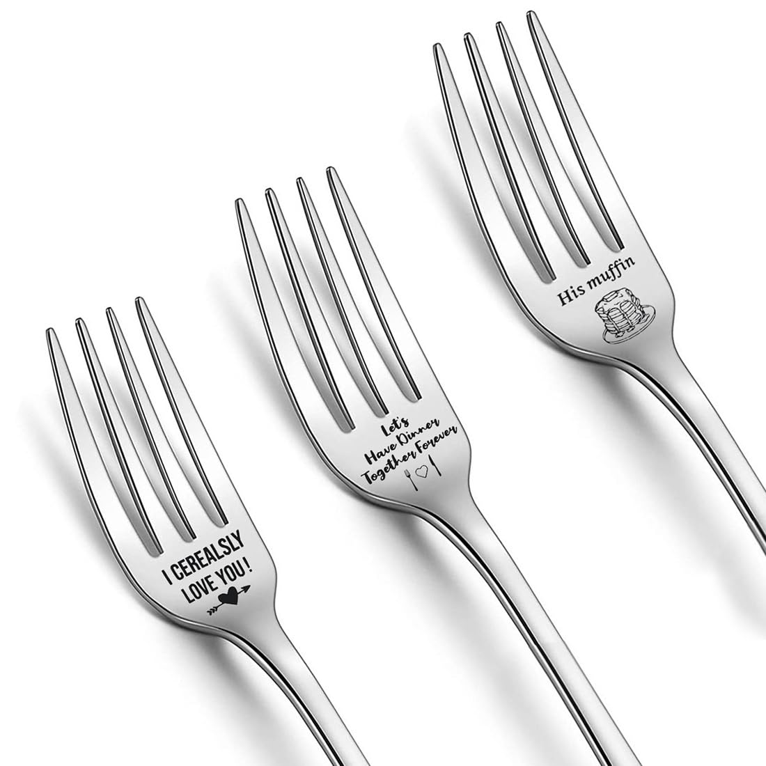 ZKSXOA 3 pcs Forking Love You Funny Engraved Forks, Stainless Steel Engraved Fork, Personalized Letter Dinner Fork-I Forking Love You, Unique Carving Fork Best Gifts for Christmas Valentine's Day