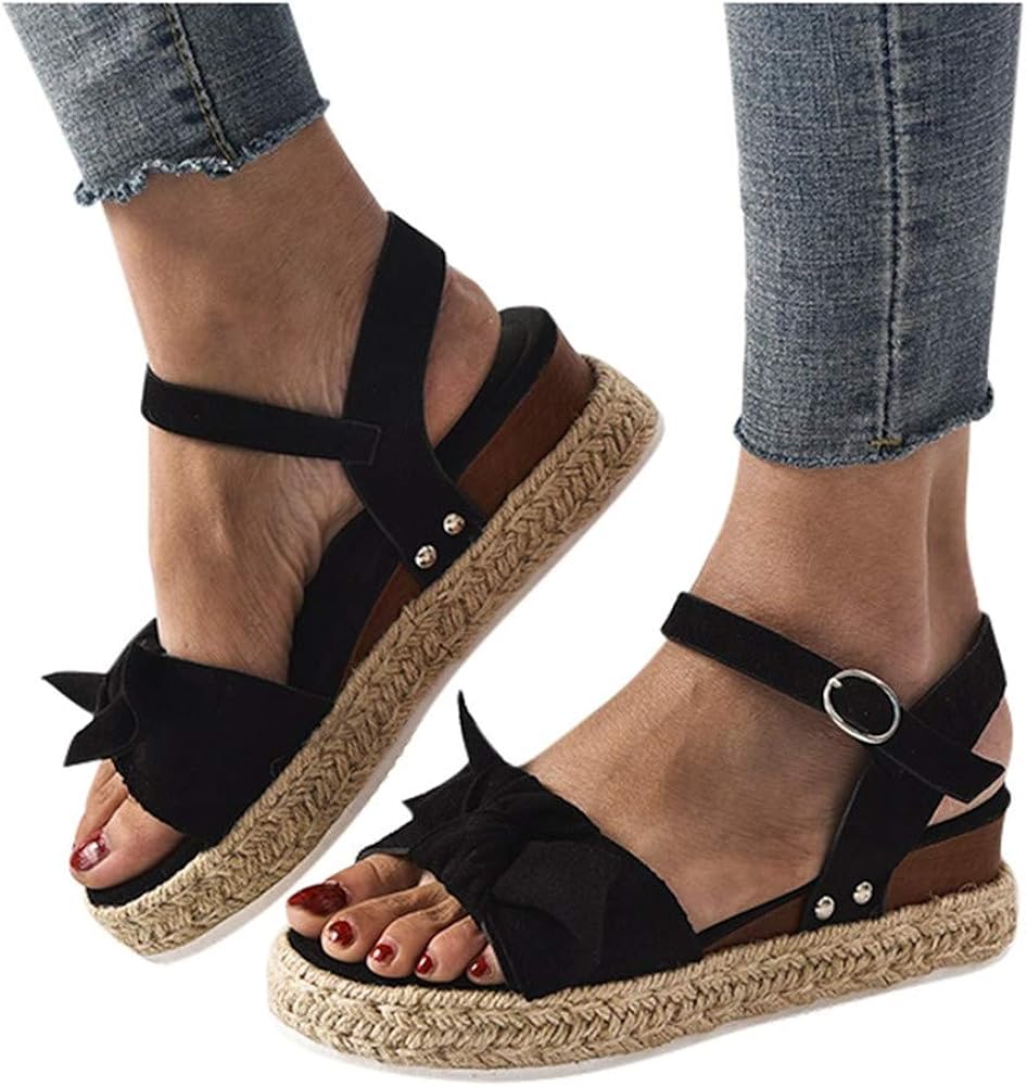 Gibobby Espadrilles Wedges for Women,Casual Slide On Platform Sandals