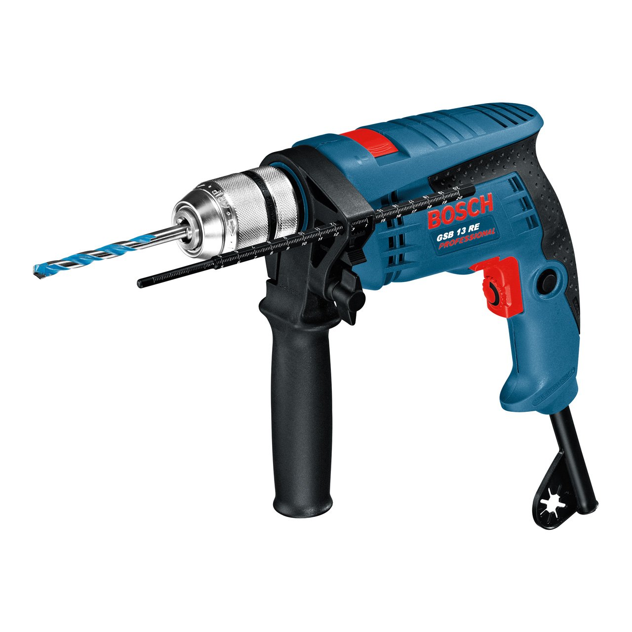 Bosch Professional Corded Impact Drill GSB 13 RE (240V, 600W, incl. Depth stop 210 mm, Keyless chuck 13 mm)
