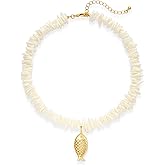 VEDAIM Puka Shell Necklace for Women Starfish Fish Statement Pendant Necklace Boho Summer Beach Choker Necklaces