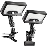 HAARAY Clip-On Solar Lights Outdoor with Motion Sensor, 2 Pack | USB Charging Supported, IP65 Waterproof, Clamp or Wall Mount, Solar Powered Flood Lights for Fence, Deck, Gutter, RV, Camping