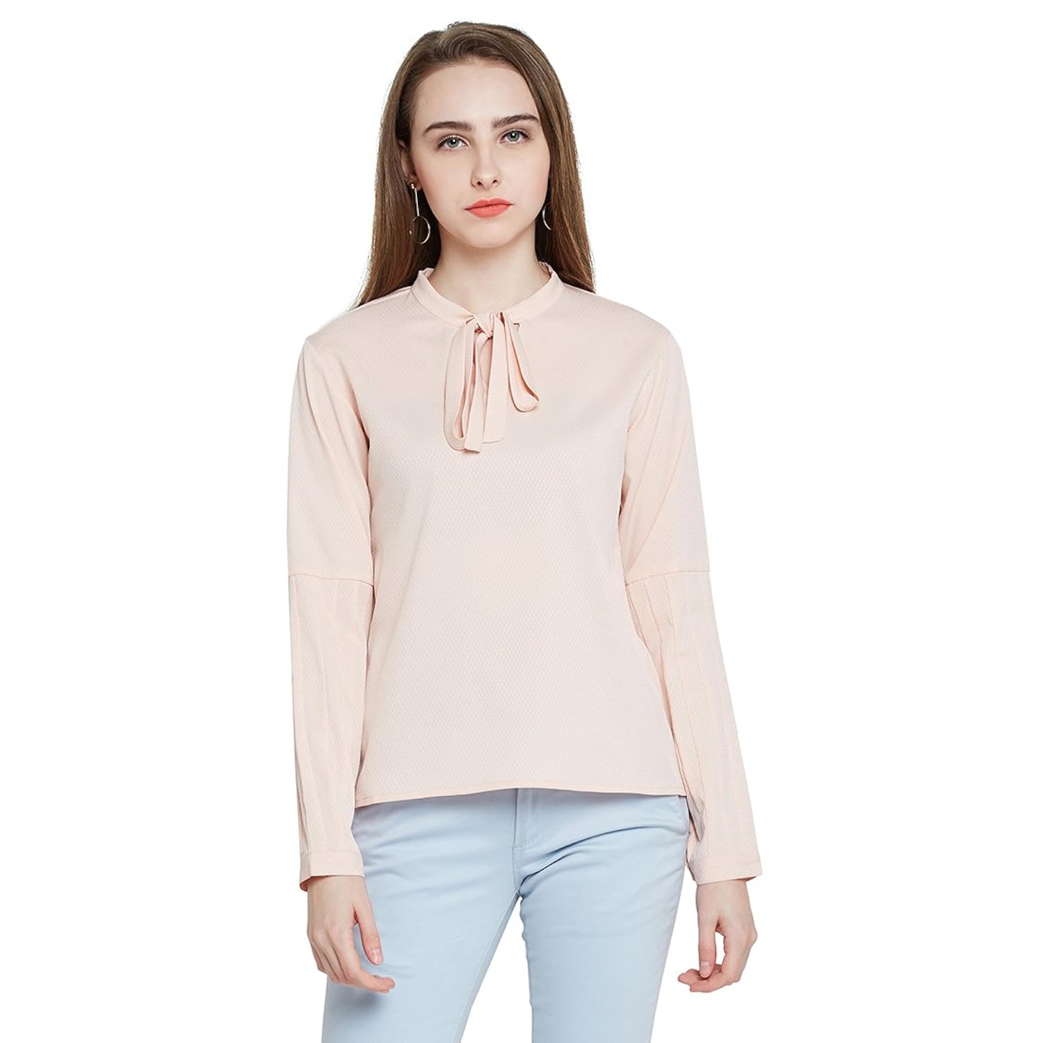 marie claire women peach-coloured solid top