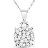 10kt White Gold Womens Round Diamond Circle Cluster Pendant 1/6 Cttw