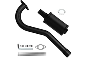 CILOYU Central Long Mini Bike Exhaust Header Pipe with Muffler Kit Compatible with GMB100 Coleman CT100U 79cc 3HP Engine 154F 3.0HP Predator 98cc 99cc GPS Rascal 98 Lite Minibike Parts Black
