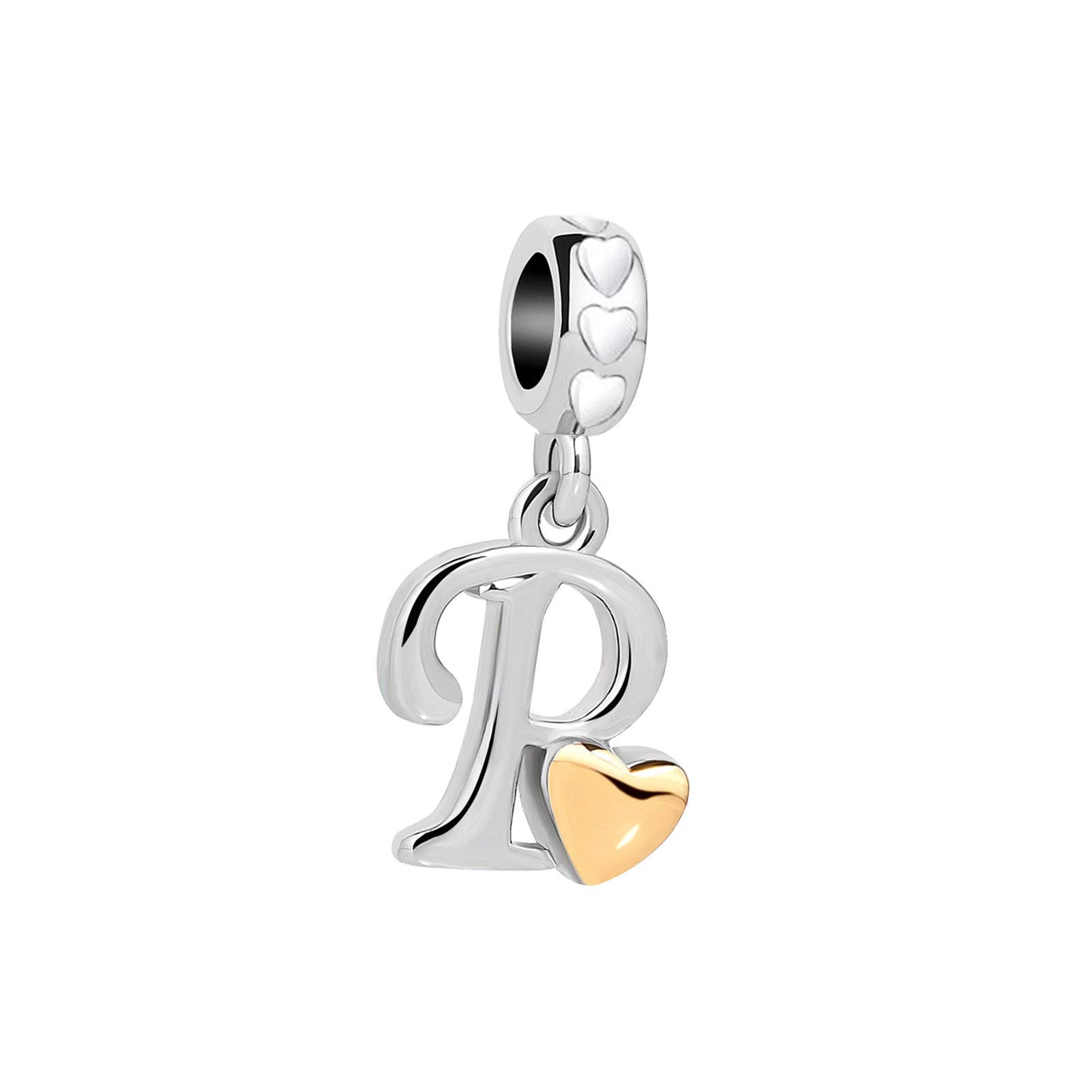 P Letter Initial Name Alphabet Love Heart Pendant Charm fits Pandora Charms Bracelets Birthday Jewellery Gift for Family Christmas Mum Granddaughter