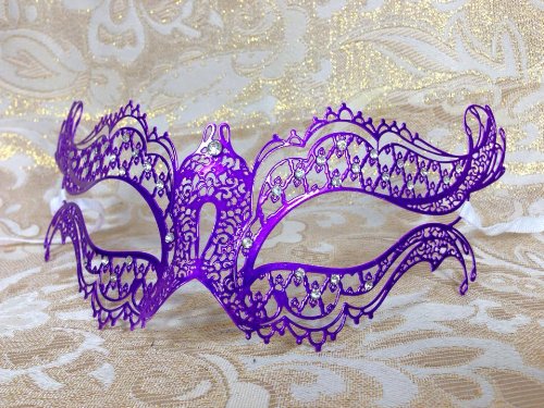 Grand Venetian Impression Purple Swan Metal Laser Cut Masquerade Mask