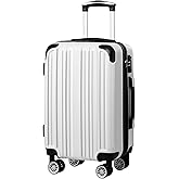 Coolife Carry On Luggage, Suitcase with Durable and Lightweight, carry on suitcase with PC+ABS Hardshell, Dual Spinner Wheels, TSA Lock, and YKK Zipper (white grid new, S(20in)_carry on)