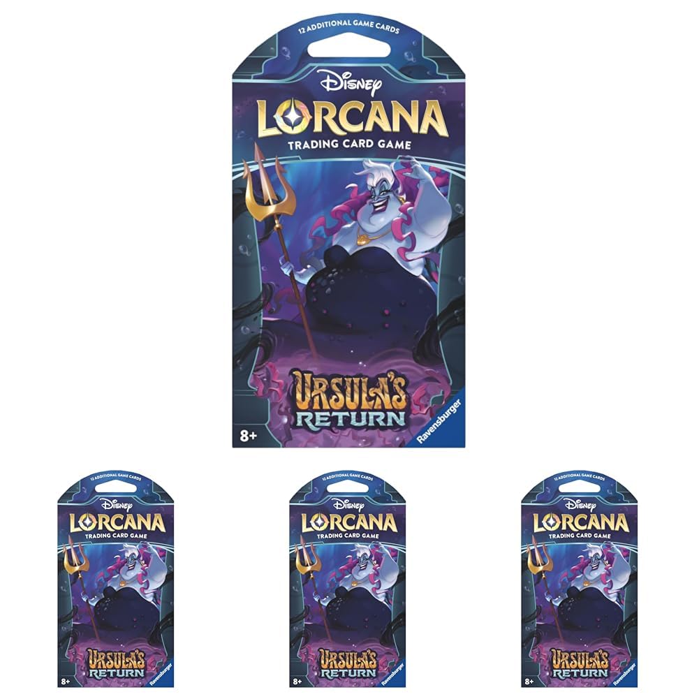 Ravensburger Disney Lorcana TCG: Ursula's Return Assorted Single Booster Pack (12 Cards) | Collectible Trading Cards | Ideal for Disney Fans & TCG Players | Suitable for Ages 8+ (Pack of 4)
