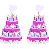 ONLYJUMP Happy Birthday Dangle Earring For Women Acrylic Birthday Cake Dangle Earrings Birthday Celebration Statement Drop Dangling Stud Earring