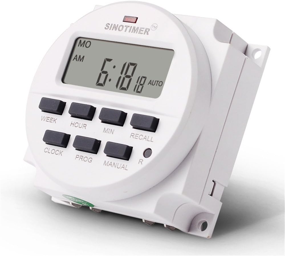SINOTIMER Digital 12V 7 Days Programmable Timer Switch with UL listed Relay inside and Countdown Time Function