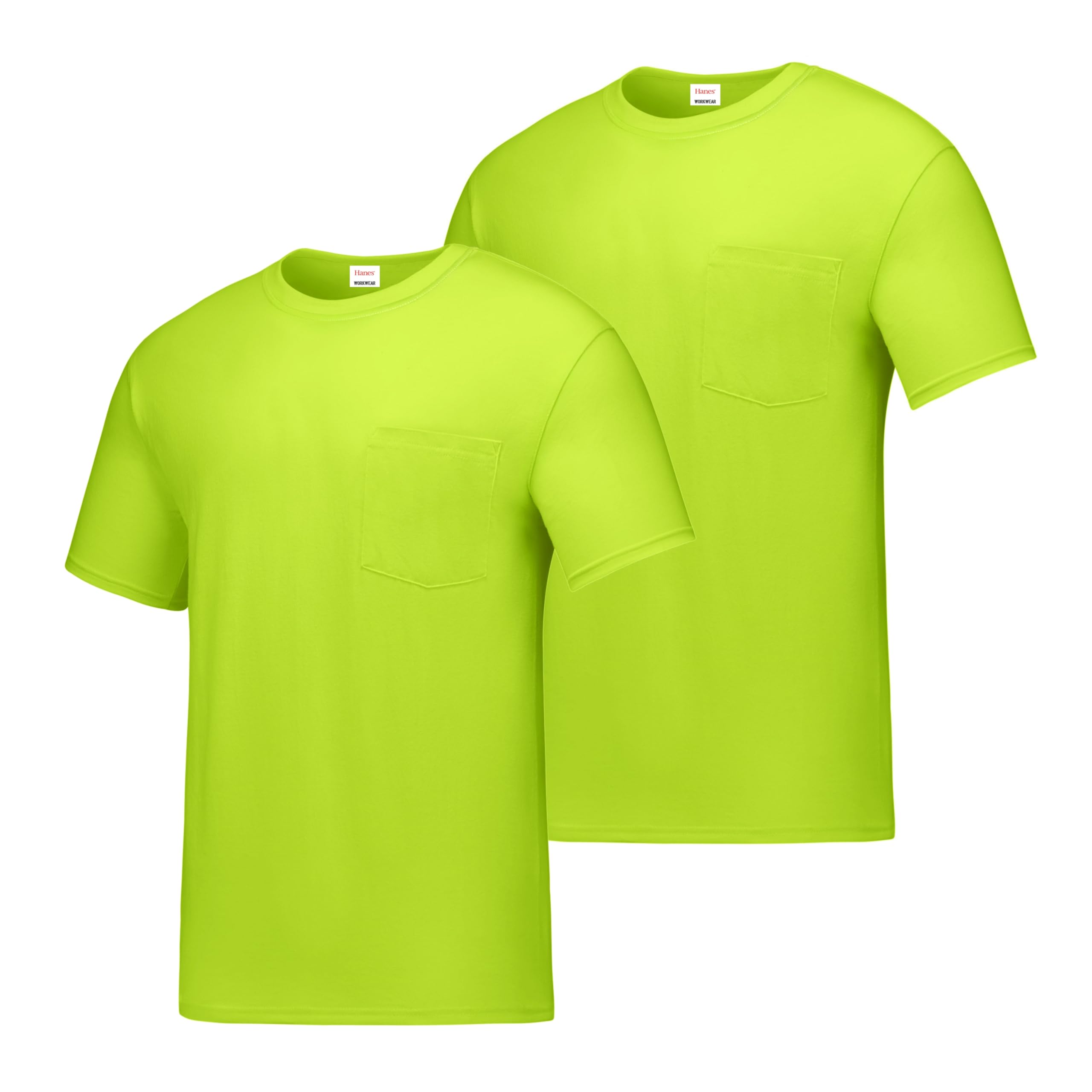 Hanes Camiseta de Manga Corta para Ropa de Trabajo para Hombre (Paquete de 2), Verde Seguridad, XX-Large EE. UU.