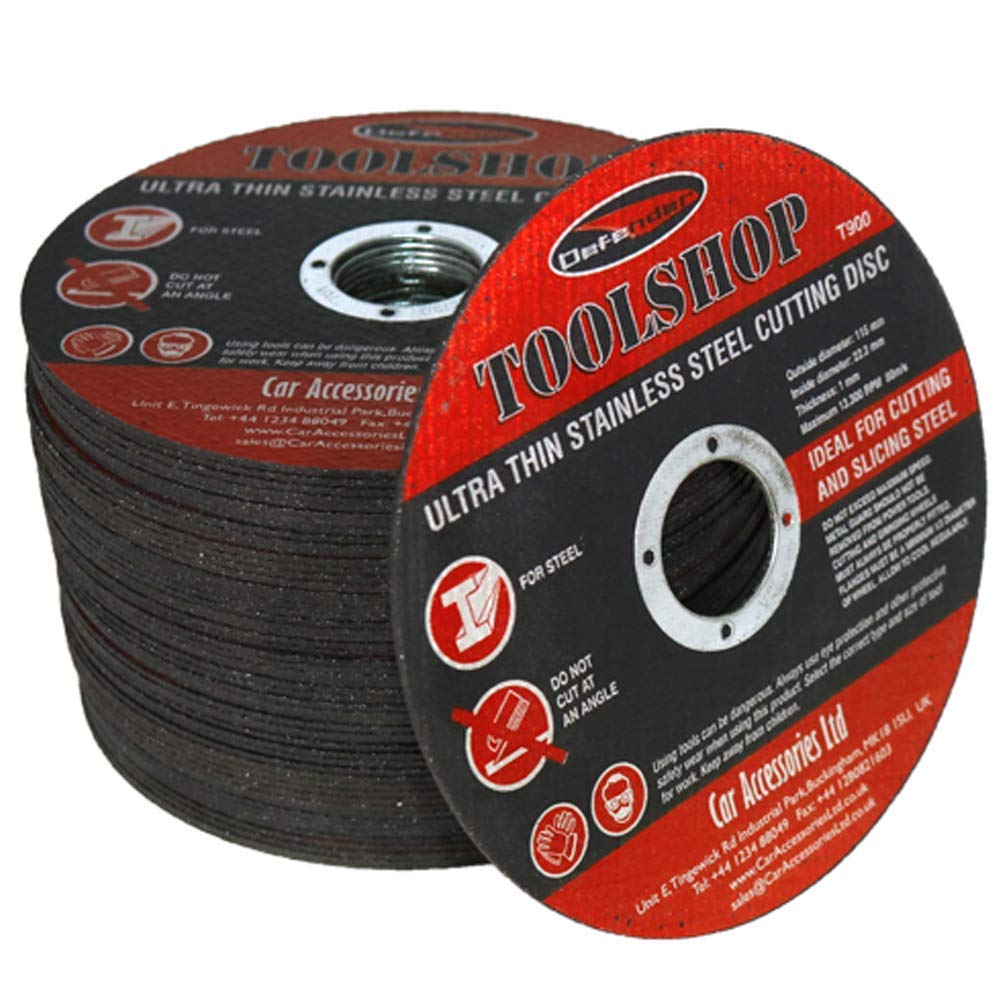 Defender Tools Ultra Thin 115 x 1mm Stainless Steel Cuttings Discs - Metal Cutting Slitting Discs (10 Pack) for Angle Grinder