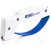 AccuSharp Knife Sharpener, Ergonomic Comfortable Handle, Compact &amp; Easy to Use, Restore and Hone Straight &amp; Serrated Knives, White