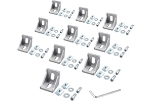 Justech 10pcs 4040 4080 Corner Mounting Bracket L Shape Right Angle Joint Brace Fastener Home Hardware Aluminum Corner Bracket Slot 8mm with Screws Inside Corner Bracket