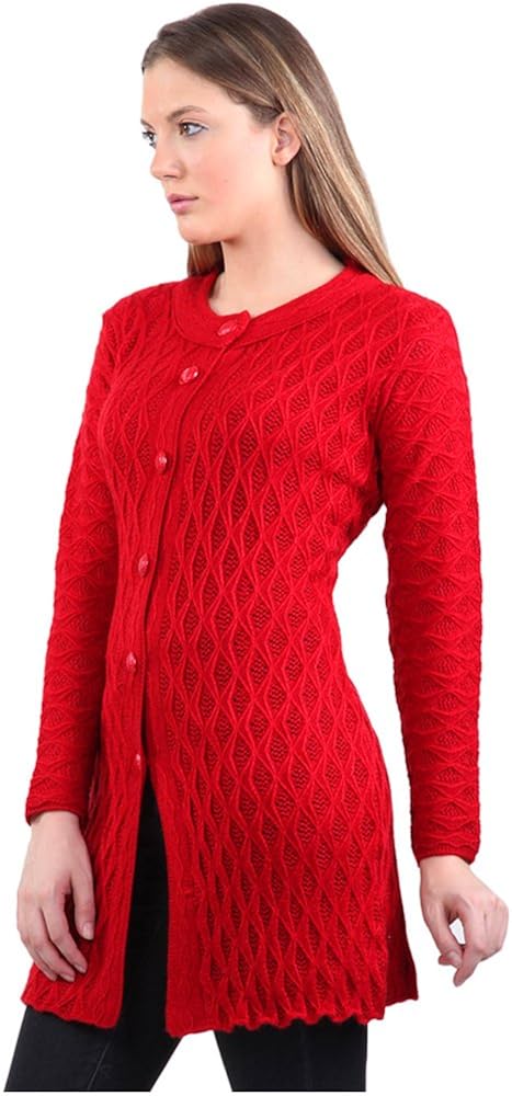 montrex acro wool winter long coat for women, girls (red)