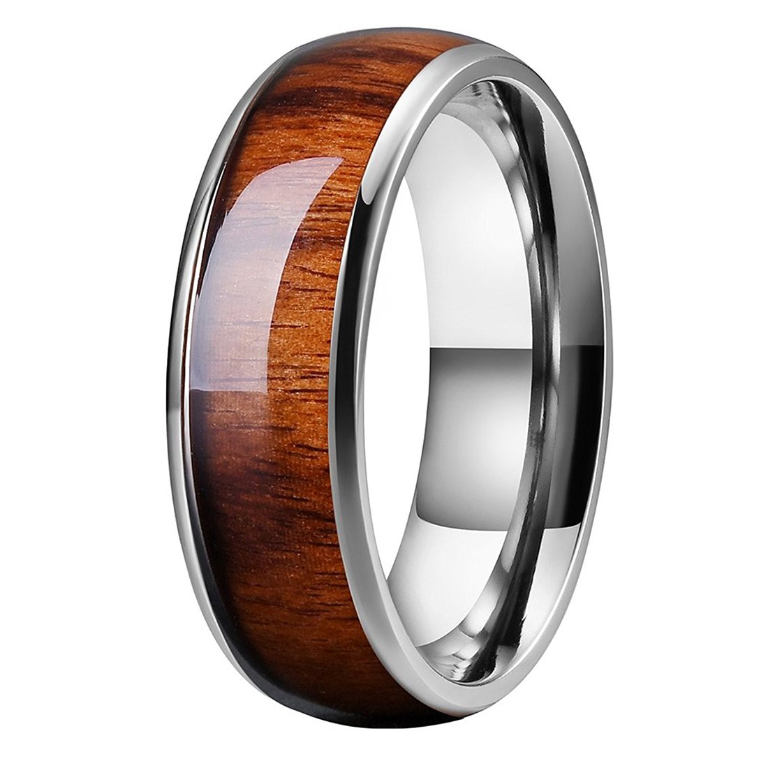 Peora 8mm Santos Rosewood Wood Titanium Band for Men Engagement Ring Ring