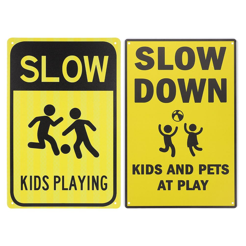 OUNONA 2pcs Road Sign Sign Boys and Girls Playing for Traffic Safety School Zone