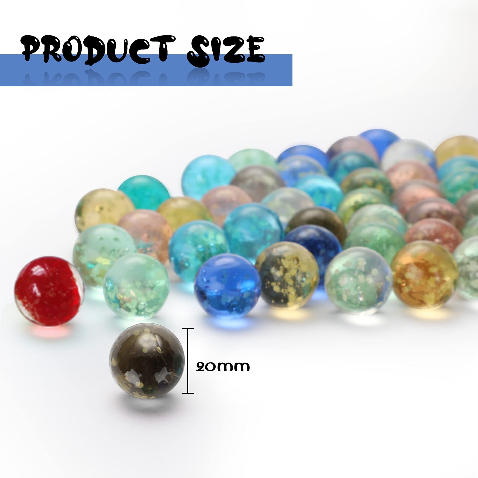 Skylety 20 Pieces Large Marbles Glowing in The Dark, Marbles Bulk Luminous Colorful Handmade for Kids Science Toys Games DIY Decoration(20 mm)