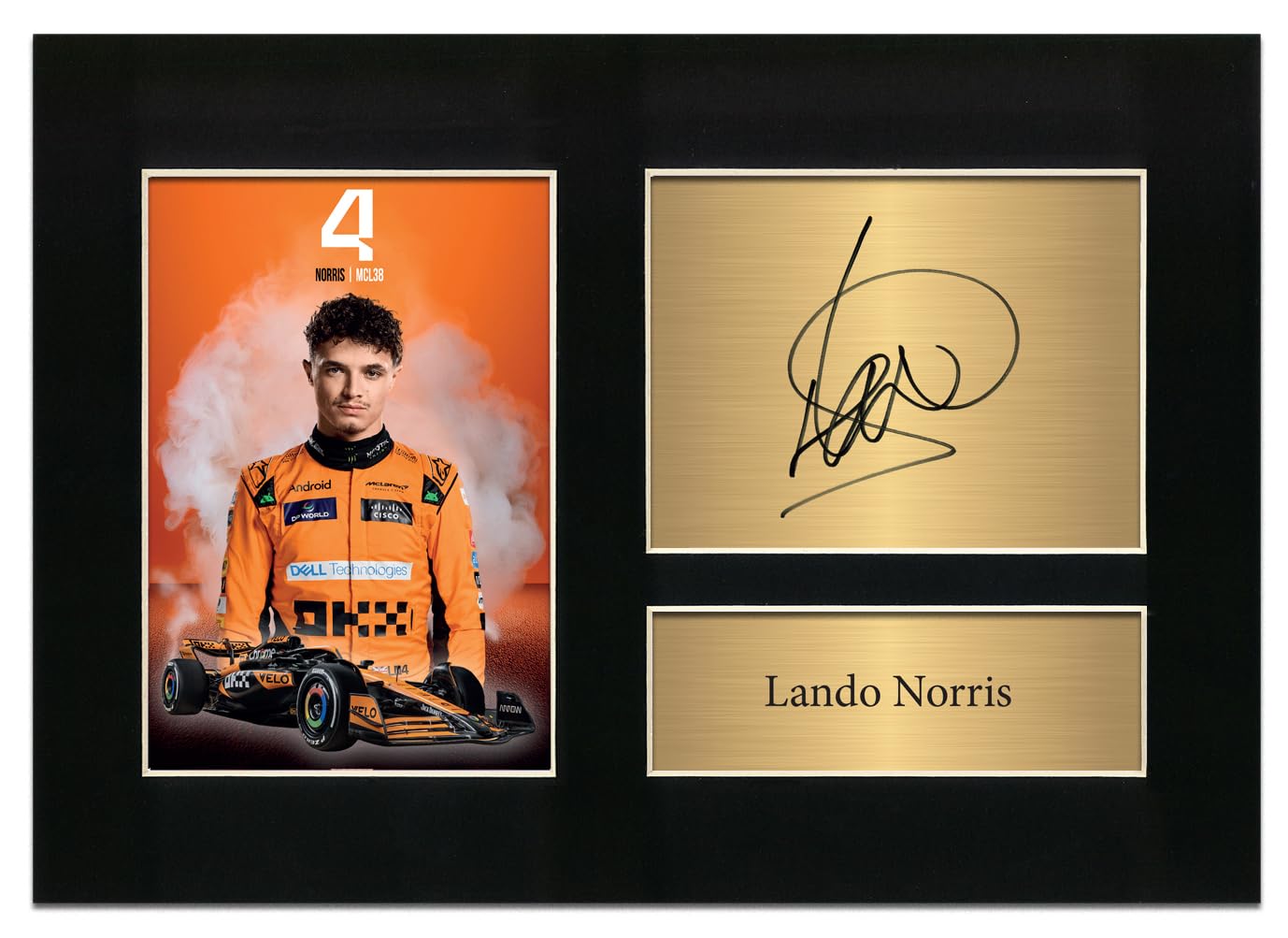 Lando Norris Autograph F1 Signed Photo Print with Mount, Pre-Printed Signature, Formula One, Full Colour #159