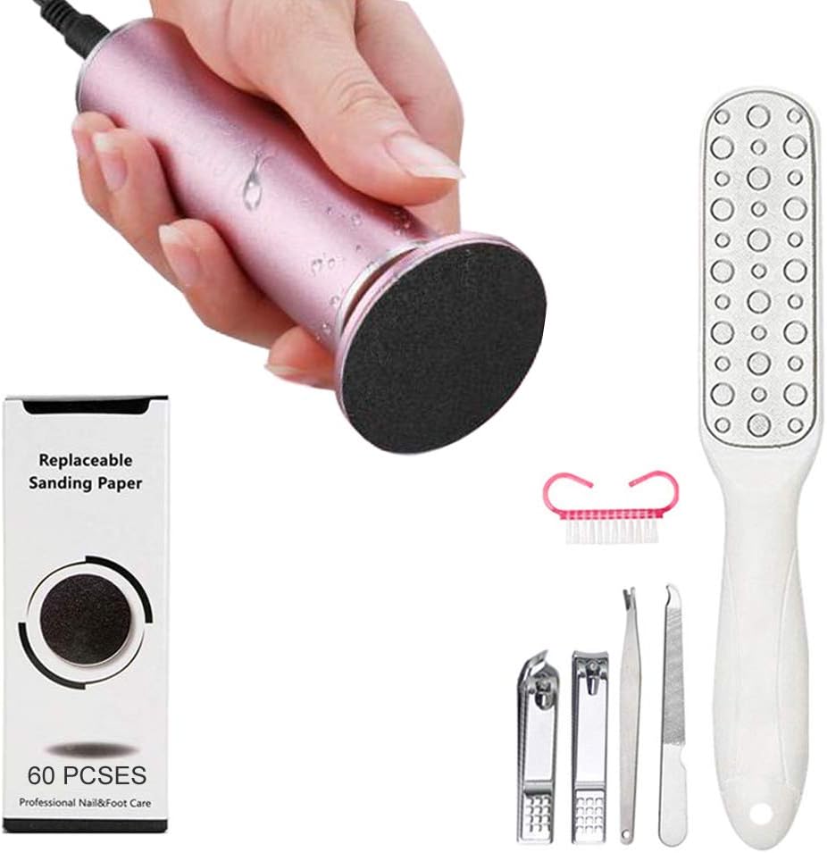 Electric Feet Callus Remover Speed Adjustable Foot File Pedicure Machine with 60pcs Sandpaper Discs, Professional Pedicure Tool Kit for Feet Electronic Callus Shaver for Dead Cracked Hard Dry Skin